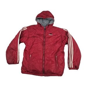 Adidas Vintage 90s Women's Size Large Reversible Jacket Red‎ Gray Hooded